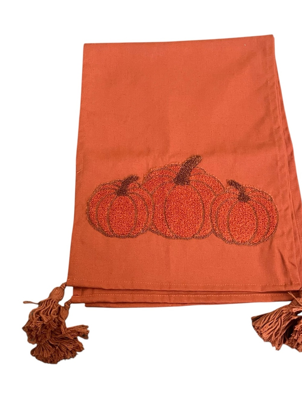 NWT! Autumn Pumpkin Embroidered Table Runner - Orange 13 x 72